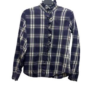 Lauren Ralph Lauren Jeans Co Women Large Purple Plaid Button Down Shirt